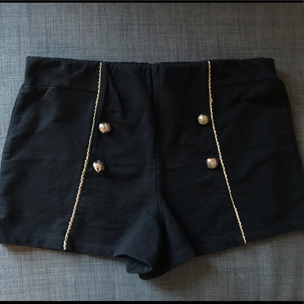 Black Shorts with gold buttons